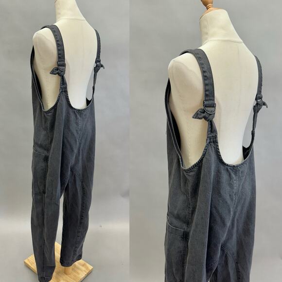 Free People We The Free High Roller Jumpsuit Mineral Black Size Medium like new! - Picture 4 of 16